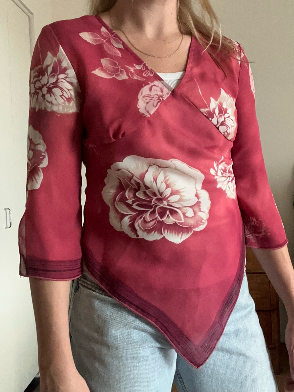 Vintage A. Byer Floral Handkerchief Hem Top